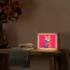 Kat - Kimono - Bloemen - Roze Light Box met kabel (Tafellamp) klein -sfeer4