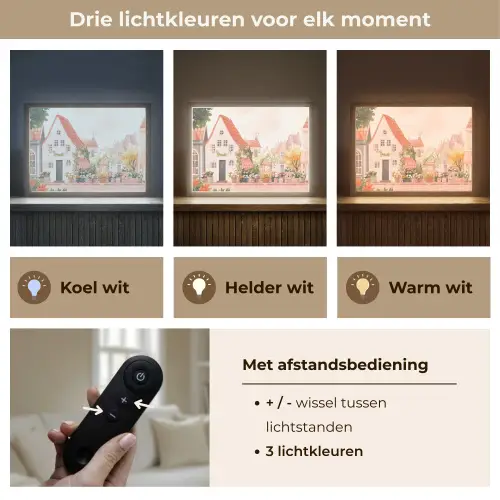 Bloemen - Huizen - Dorp Light Box met batterij (Wandlamp) middel -USP_lichtkleurNL