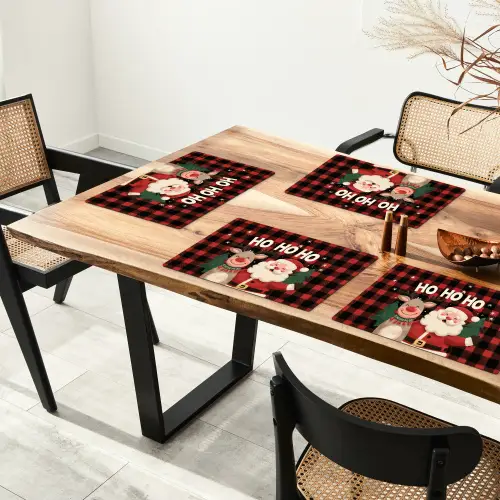 Kerstman - Rendier - Tekst - Rood - Zwart Placemat vinyl groot -zzsfeer4_Kitchenyeah-website