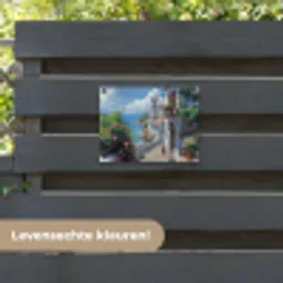 Huizen - Zee - Bomen - Bloemen tuinposter los doek klein -sfeer3