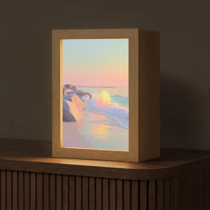 Zomerlicht - Strand - Fonkelende accenten Light Box met kabel (Tafellamp) klein -z3d_website