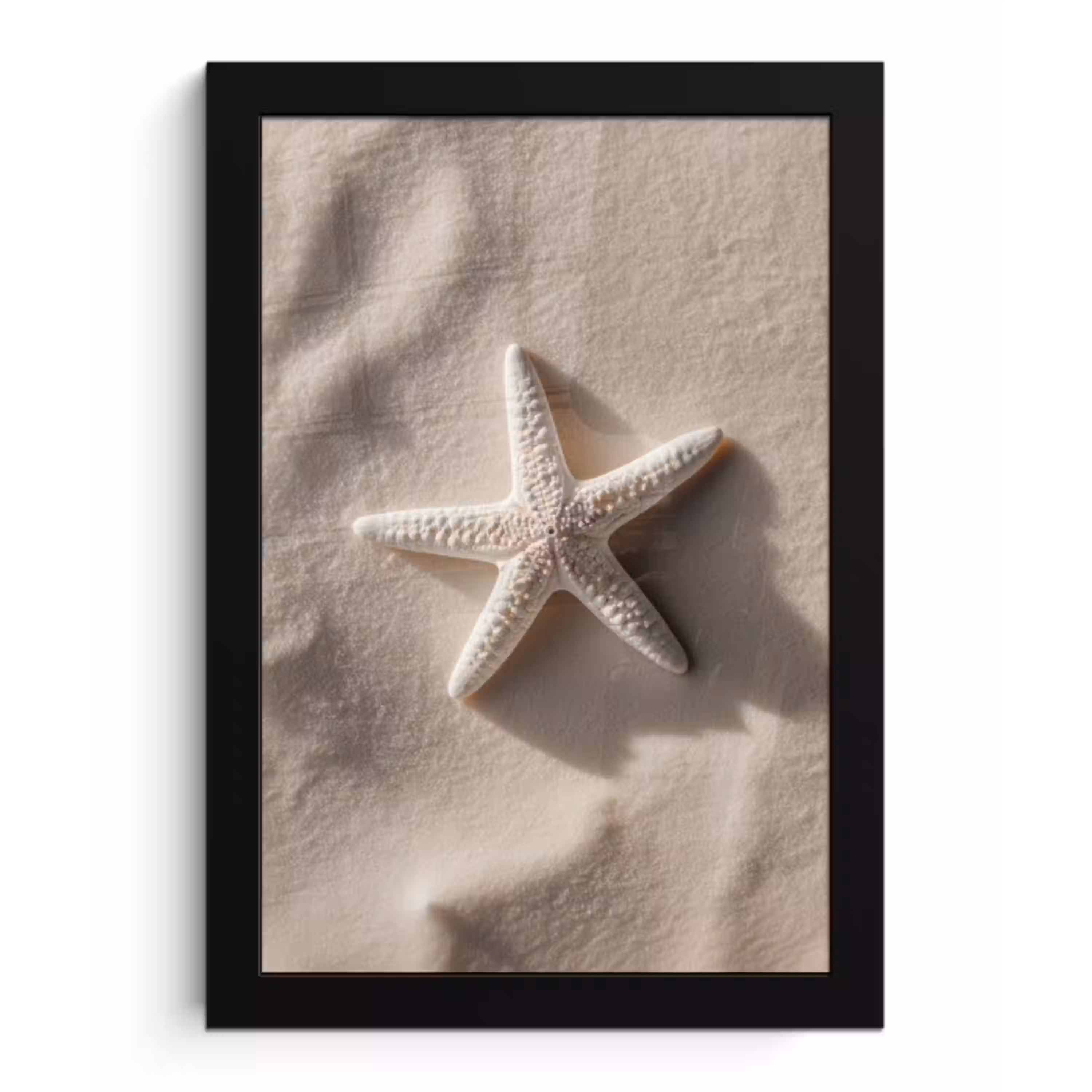 Strand - Zeester - Zand - Beige fotolijst zwart zonder passe partout klein -3d