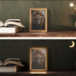 Leeuw - Dieren - Portret - Zwart - Luxe Light Box met kabel (Tafellamp) klein -sfeer3