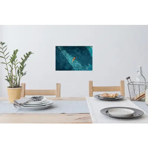 Vrouw - Water - Bikini - Oranje Muursticker klein -eettafel