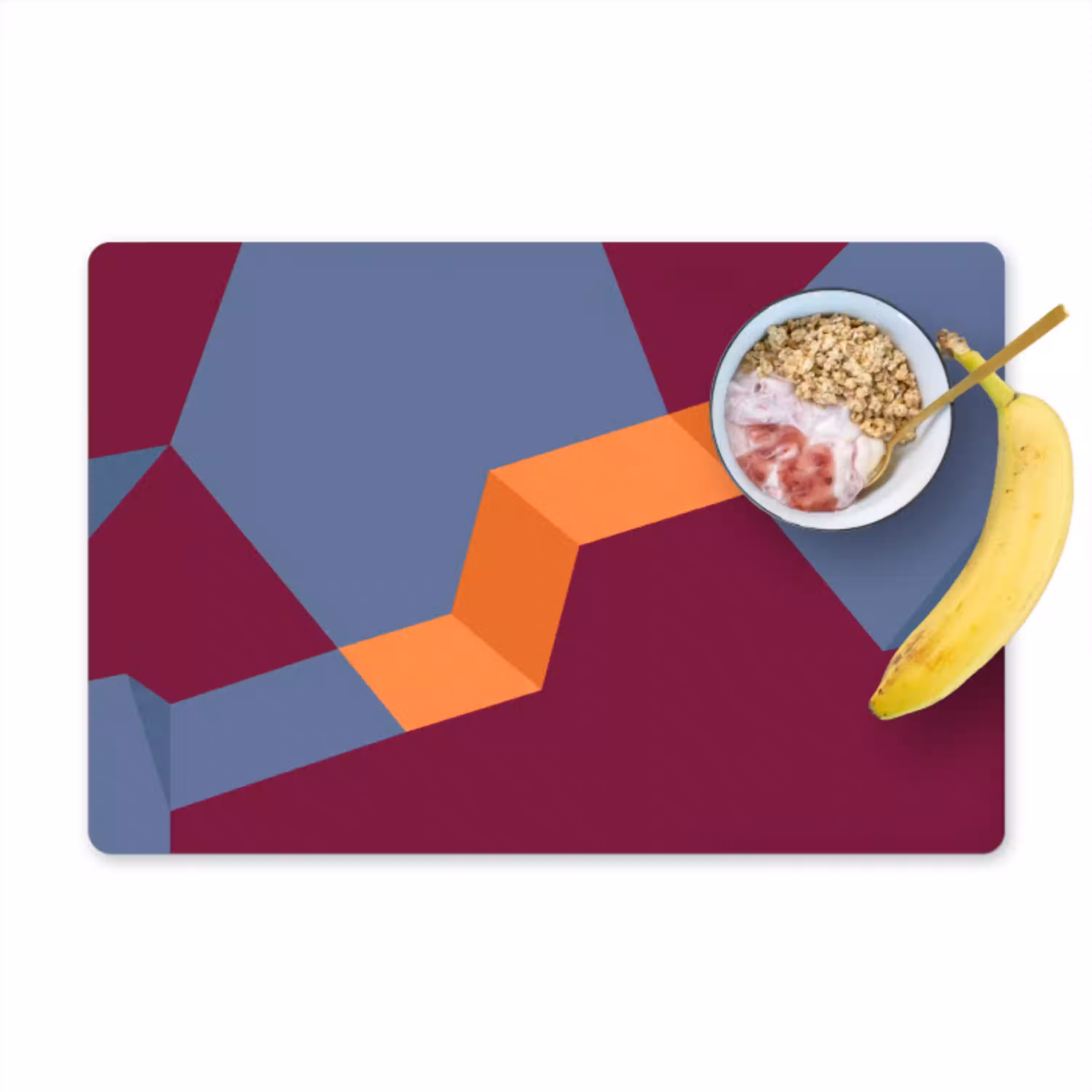 Abstract - Vormen - Modern - Blauw - Oranje Placemat vinyl groot -zzzproduct_Kitchenyeah-website