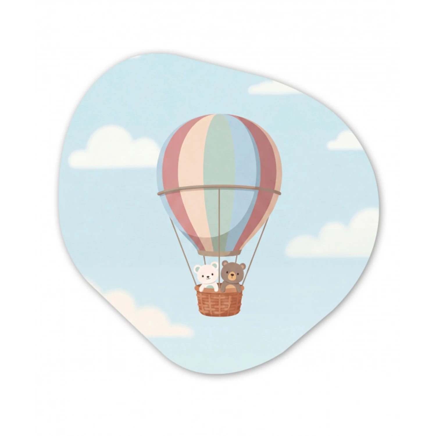 Luchtballon - Beren - Pastel Wandcirkel Organisch Aluminium middel -3d
