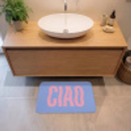 Ciao - Roze - Blauw - Golvend Badmat klein -sfeer1
