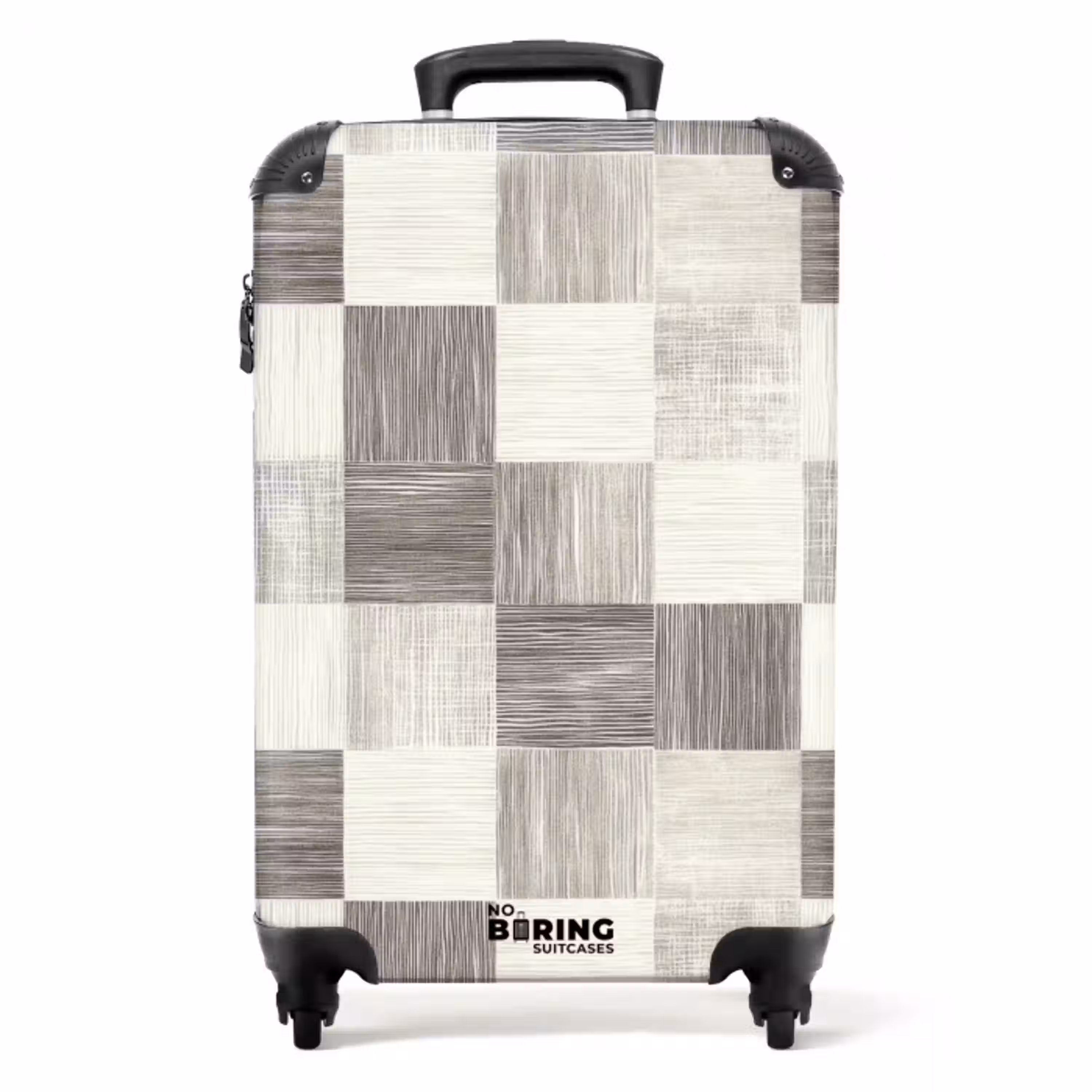 Patroon - Dambord - Houtnerf NBS - Handbagage koffer - Volwassenen Unisex middel -productfoto_recht