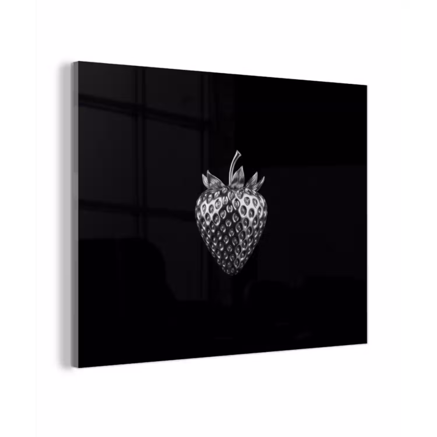 Glas schilderij - Aardbei - Zaadstructuur - Realistisch