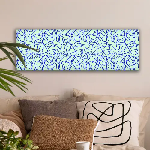 Mint - Blauw - Lijnen - Abstract canvas 2cm klein 828 -sfeer1