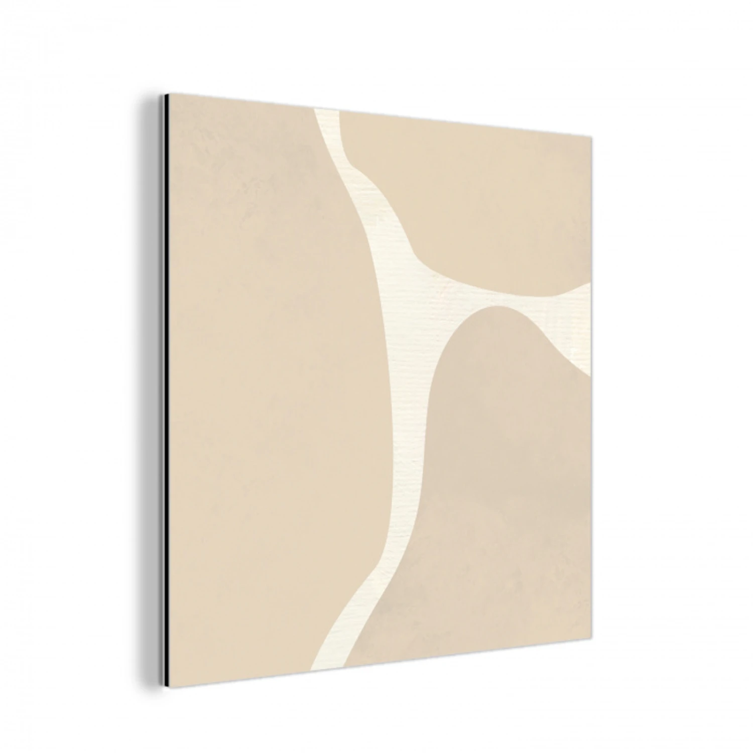 Abstract - Beige - Moderne kunst aluminium wit klein -3d