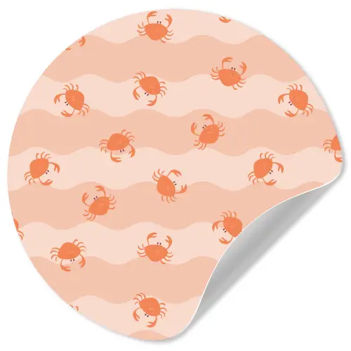 Zee - Dieren - Roze - Krab Wandcirkel behangsticker klein 186 -3d