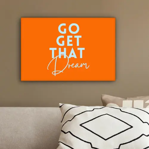 Oranje - Blauw - Go get that dream canvas 2cm klein -sfeer3