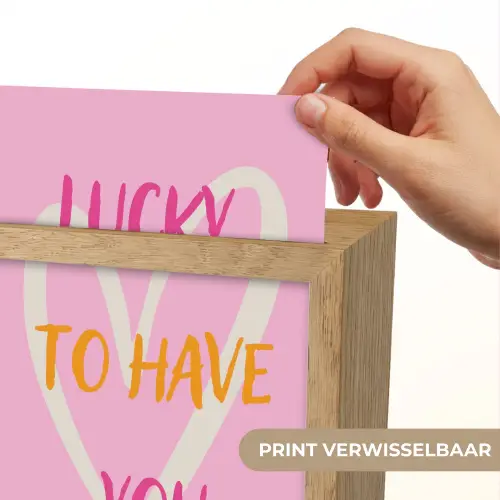 Lucky - Love - Valentijn - Roze Light Box met kabel (Wandlamp) klein -USP_websiteprintNL