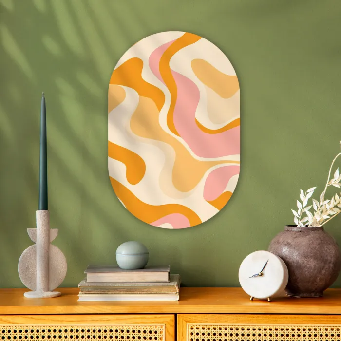 Abstract - Golvend - Oranje Wandcirkel Ovaal Forex klein -sfeer2