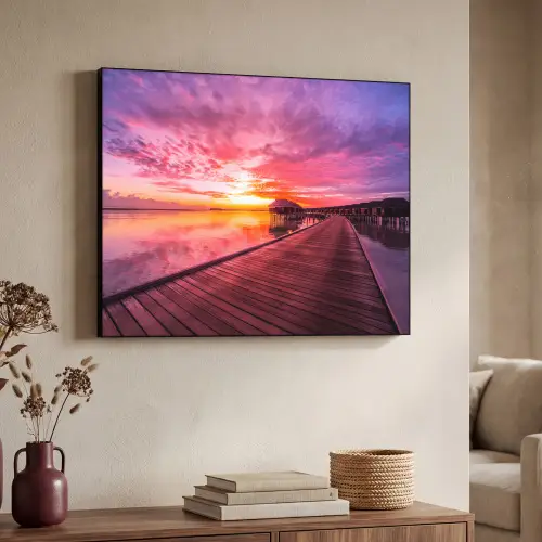 Steiger - Water - Zon - Roze - Horizon Textielframe zwart klein -sfeer3