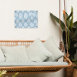Palmbladeren - Naadloos - Patroon - Pastelblauw tuinposter los doek klein 239 -sfeer7