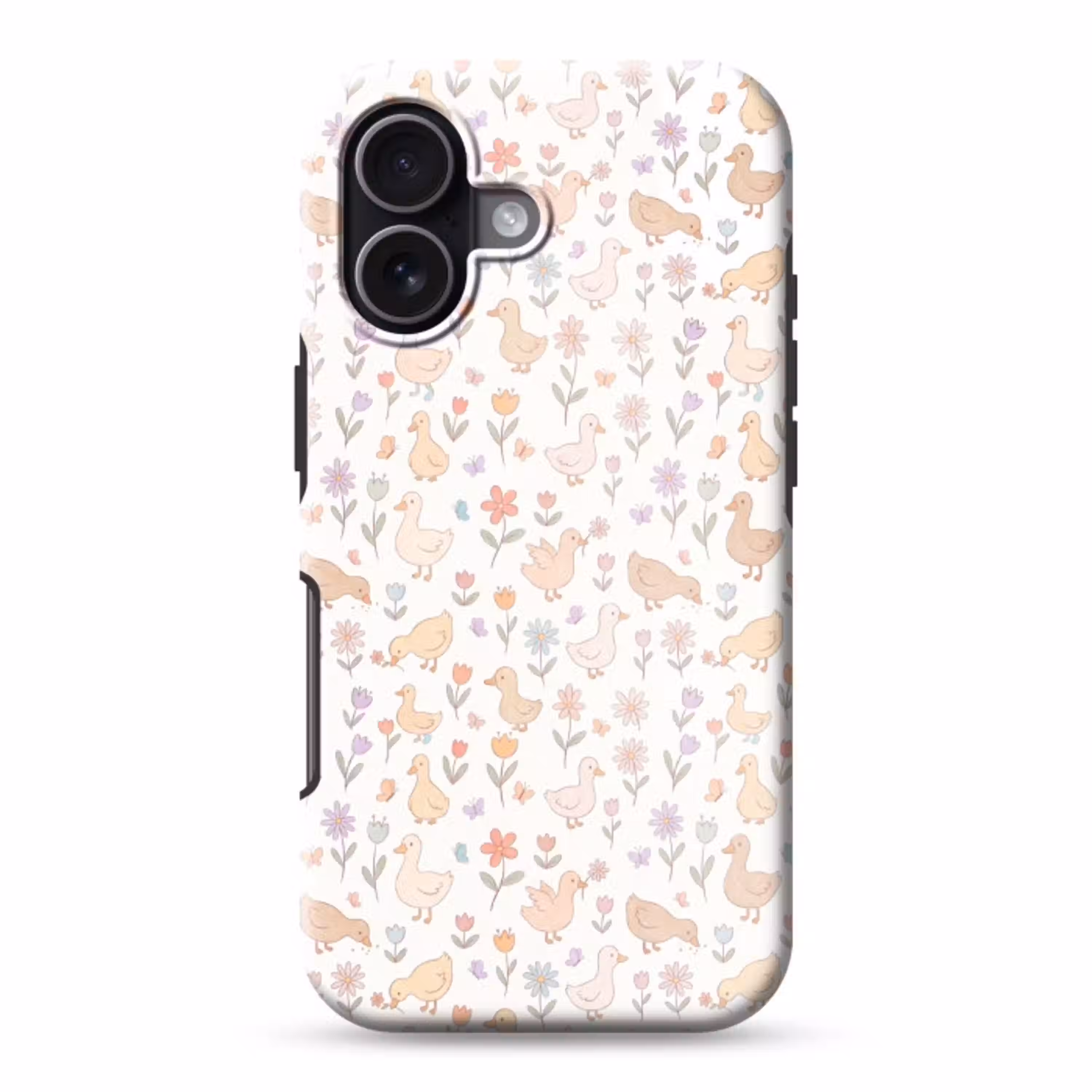 Vogel - Bloemen - Patroon - Pastel - Dieren Toughcase MagSafe Apple iPhone 17 klein -3d