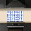 Patroon - Huizen - Blauw keuken achterwand spatscherm klein 900 -sfeer1