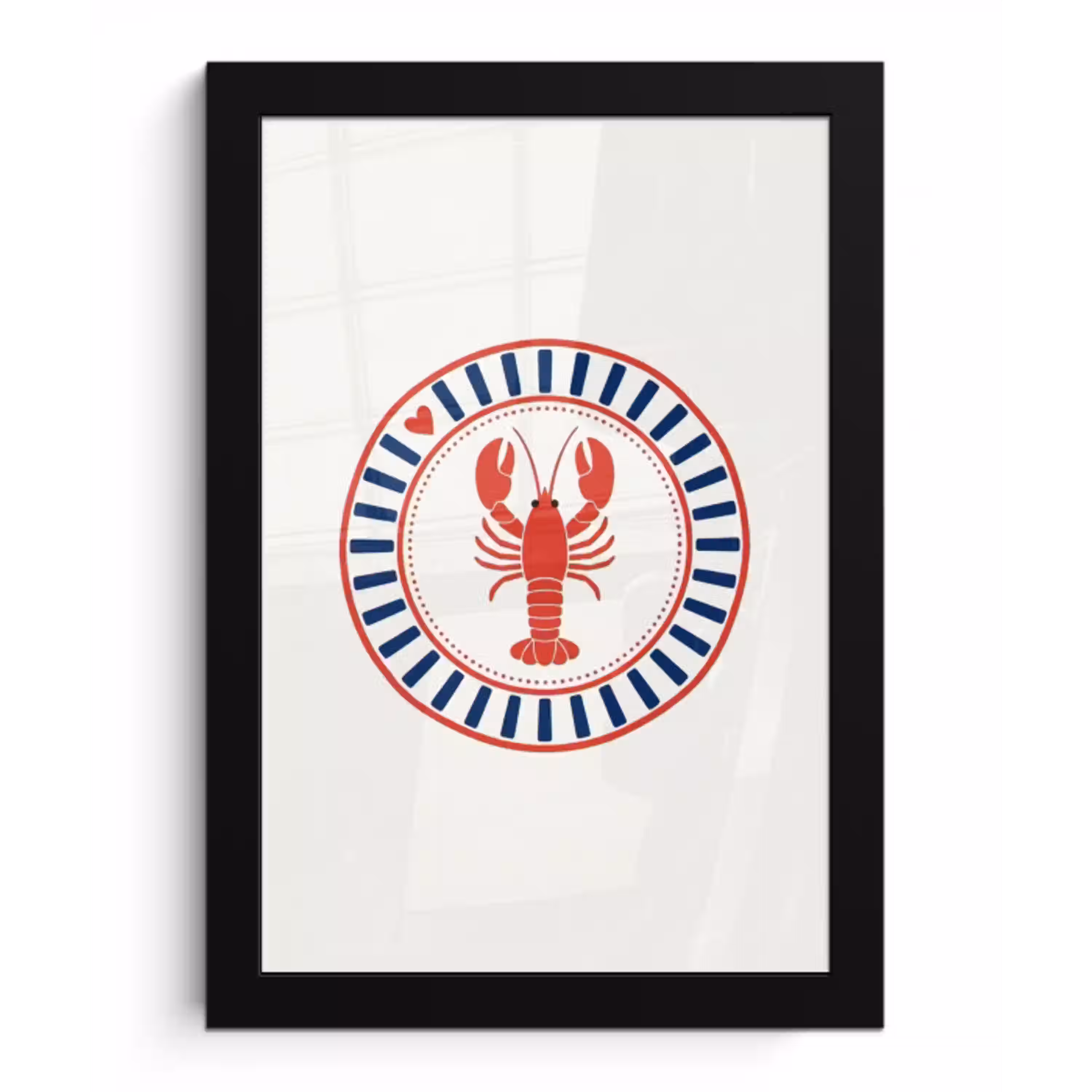 Zeeleven - Kreeft - Embleem - Grafisch - Rood fotolijst zwart zonder passe partout klein -3d