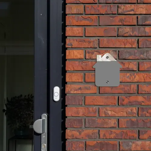 Beigefarbene Blumen - Modern Naambord Huisje klein -sfeer2