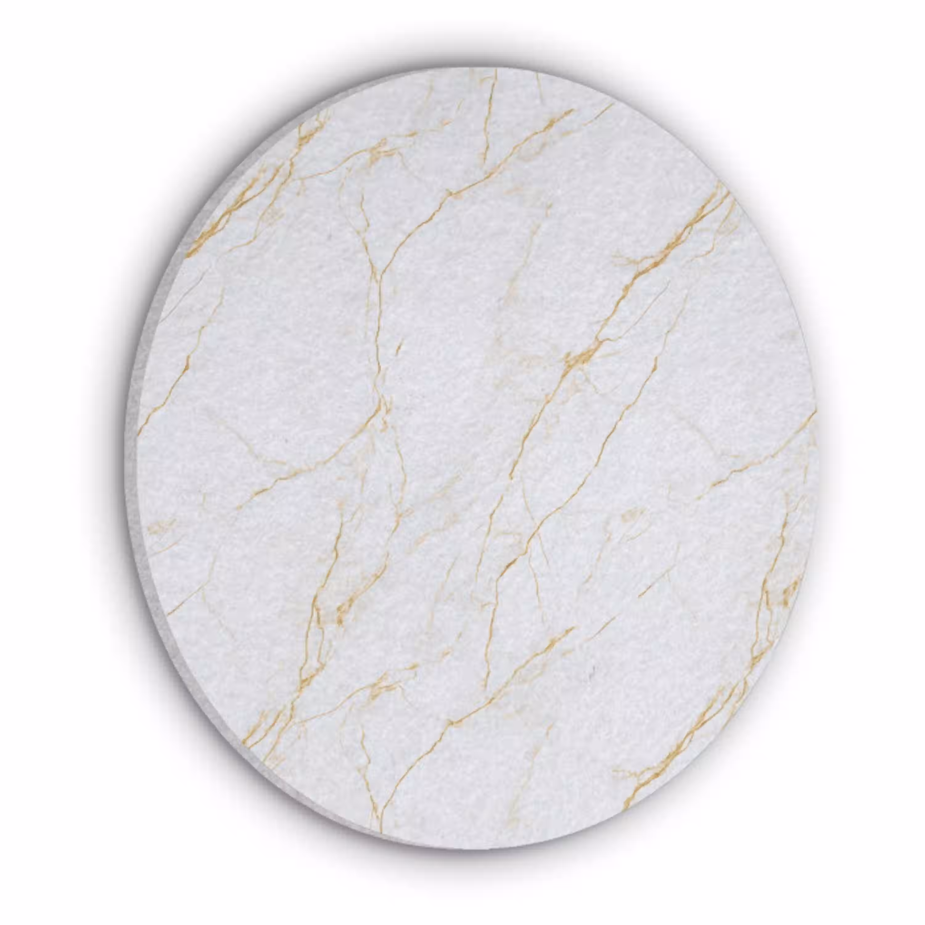 Wit - Marmer - Goud - Luxueus Akoestische PET Vilt - Rond klein 838 -3d