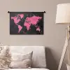 Wereldkaart - Roze - Marmer Wandkleed katoen klein -sfeer4
