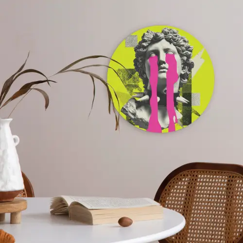 Buste - Verf - Geel Akoestische PET Vilt - Rond klein -sfeer3