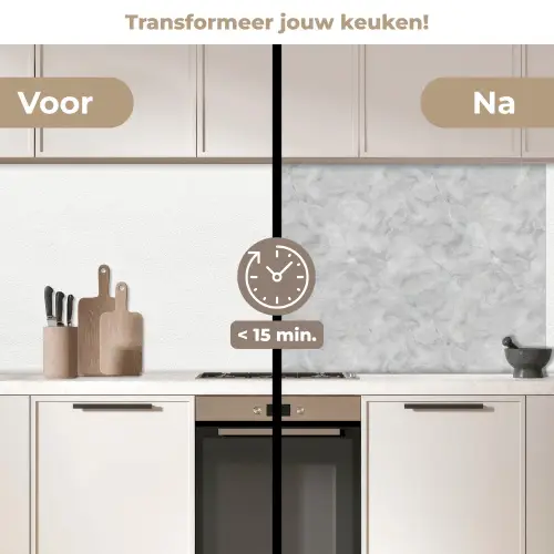 Grijs - Marmer - Mat keuken achterwand 2 middel 871 -voor-na2_NL