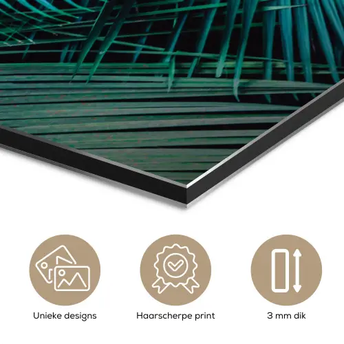 Inductie beschermer - Inductie afdekplaat - Tropical - Jungle - Bladeren - Groen aluminium wit klein -closeup_NL