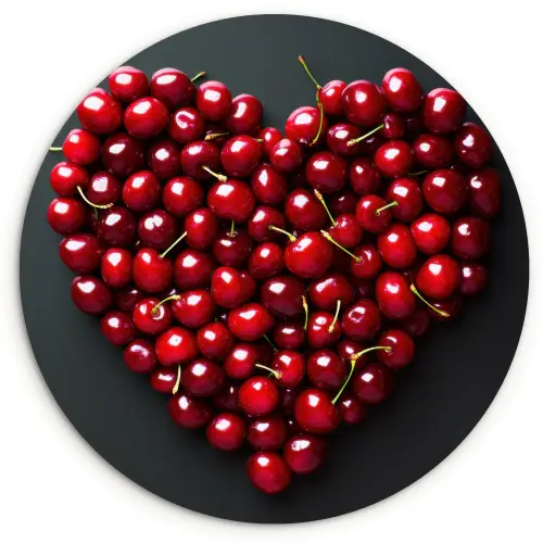 Kersen - Hart - Rood - Zwart Wandcirkel kunststof plaat 5mm dik klein -3d