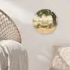 Houten bankje - Bloempotten - Landschap Wandcirkel kunststof plaat 5mm dik klein -sfeer5