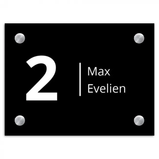 Naambordje voordeur rechthoek - Effen - Zwart wit - Modern