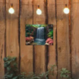Waterval in Bloeiende Tropische Tuin tuinposter los doek klein -sfeer1