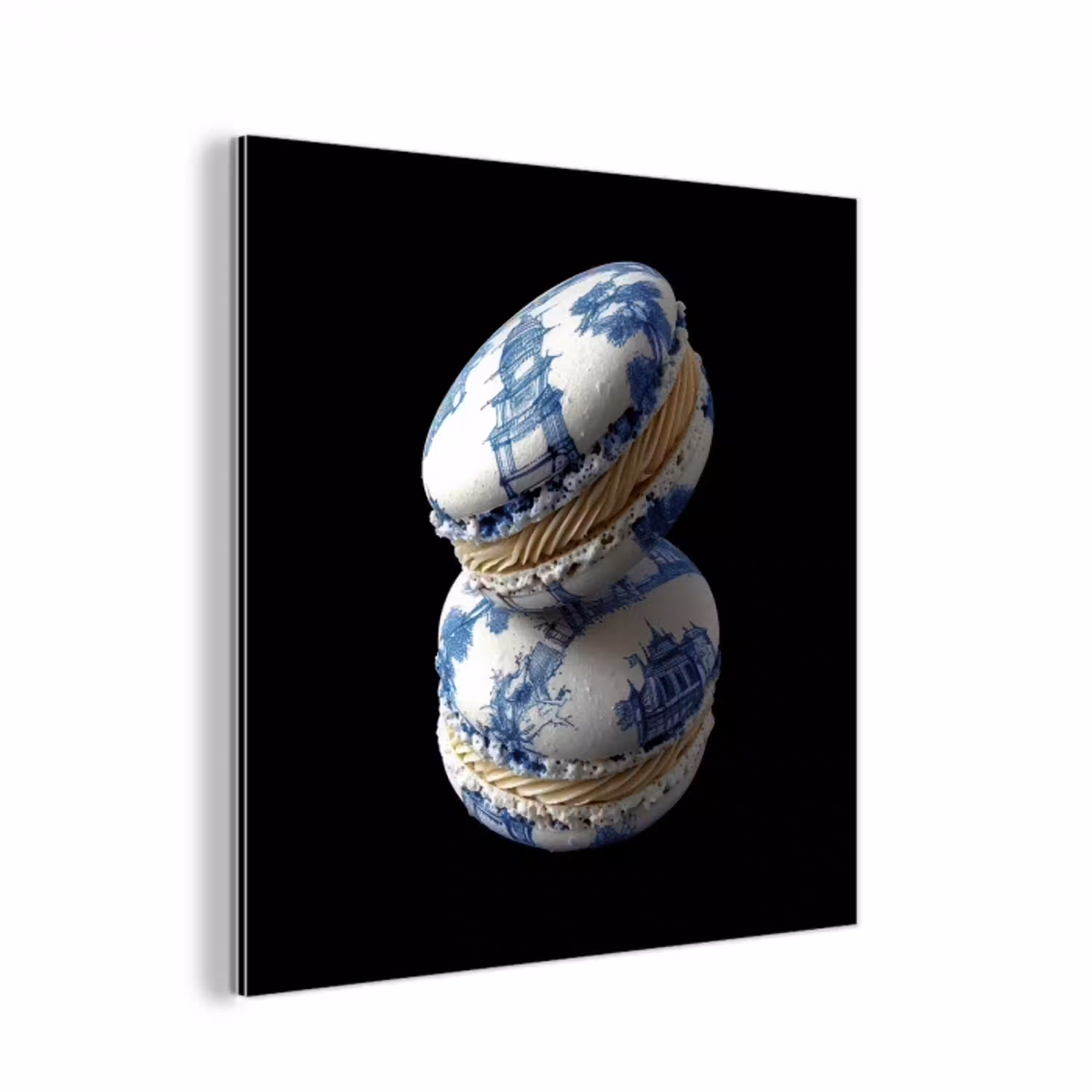 Eten - Macarons - Delfts blauw - Koekjes aluminium wit klein -3d
