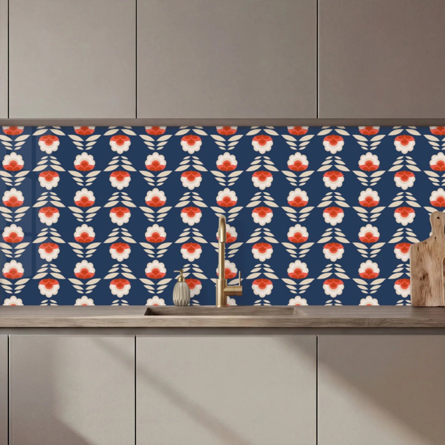 Patronen - Abstract - Bloemen keuken achterwand 2 middel 871 zz_3dshopping