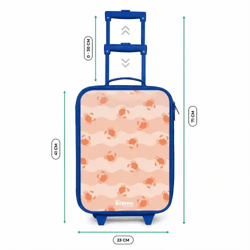 Oranje krabben op golvende achtergrond Kinderkoffer - Blauw klein -productfoto_formaten