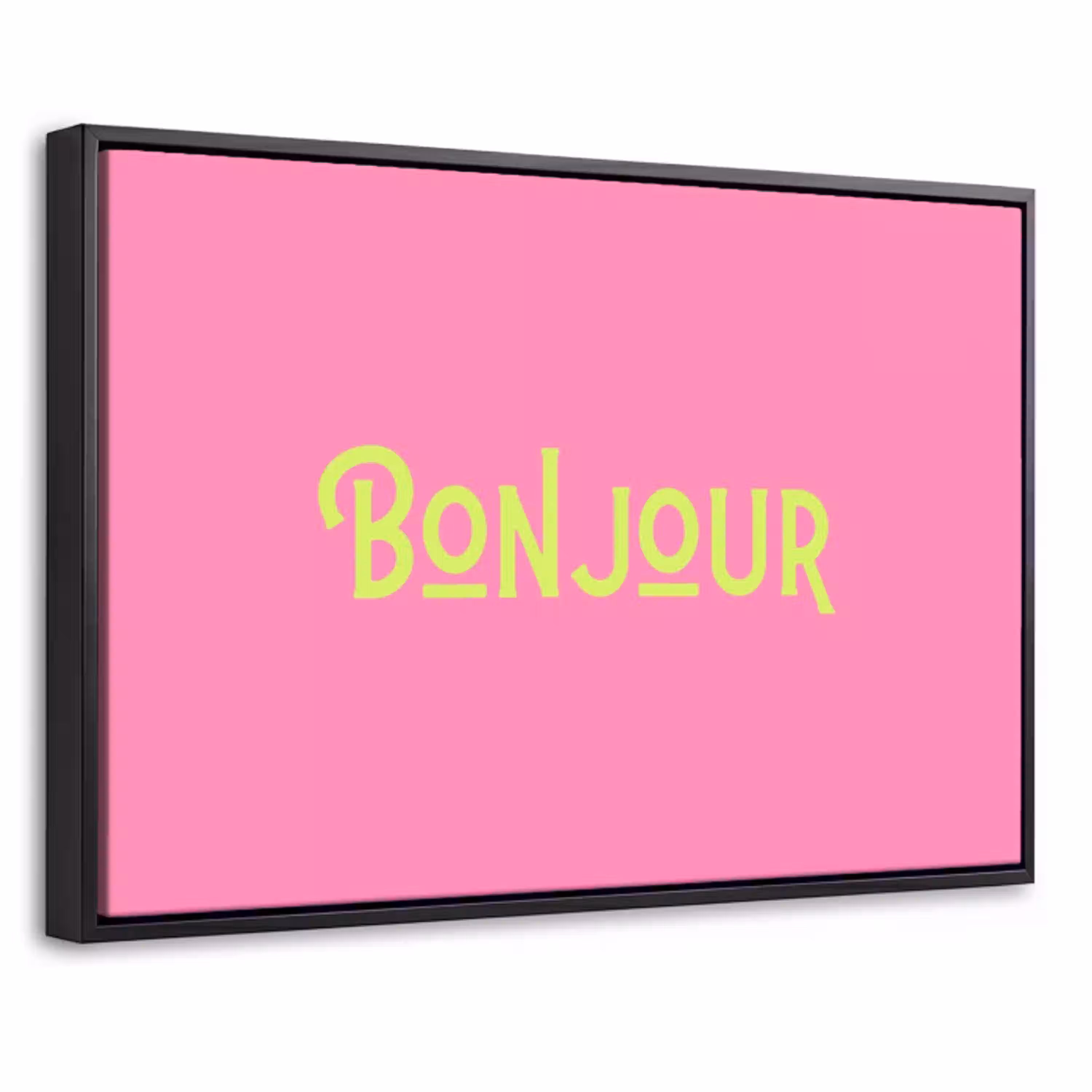 Roze - Groen - Bonjour - Art Canvas met baklijst klein -threedimensional_3d_global