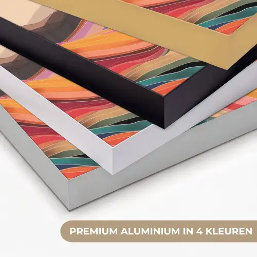 Zon - Kleurrijk landschap - Bergen Textielframe zwart klein -USP_kleurenNL