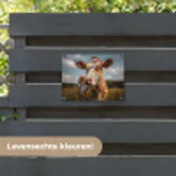 Koe - Bloemen - Weiland tuinposter los doek klein -sfeer3