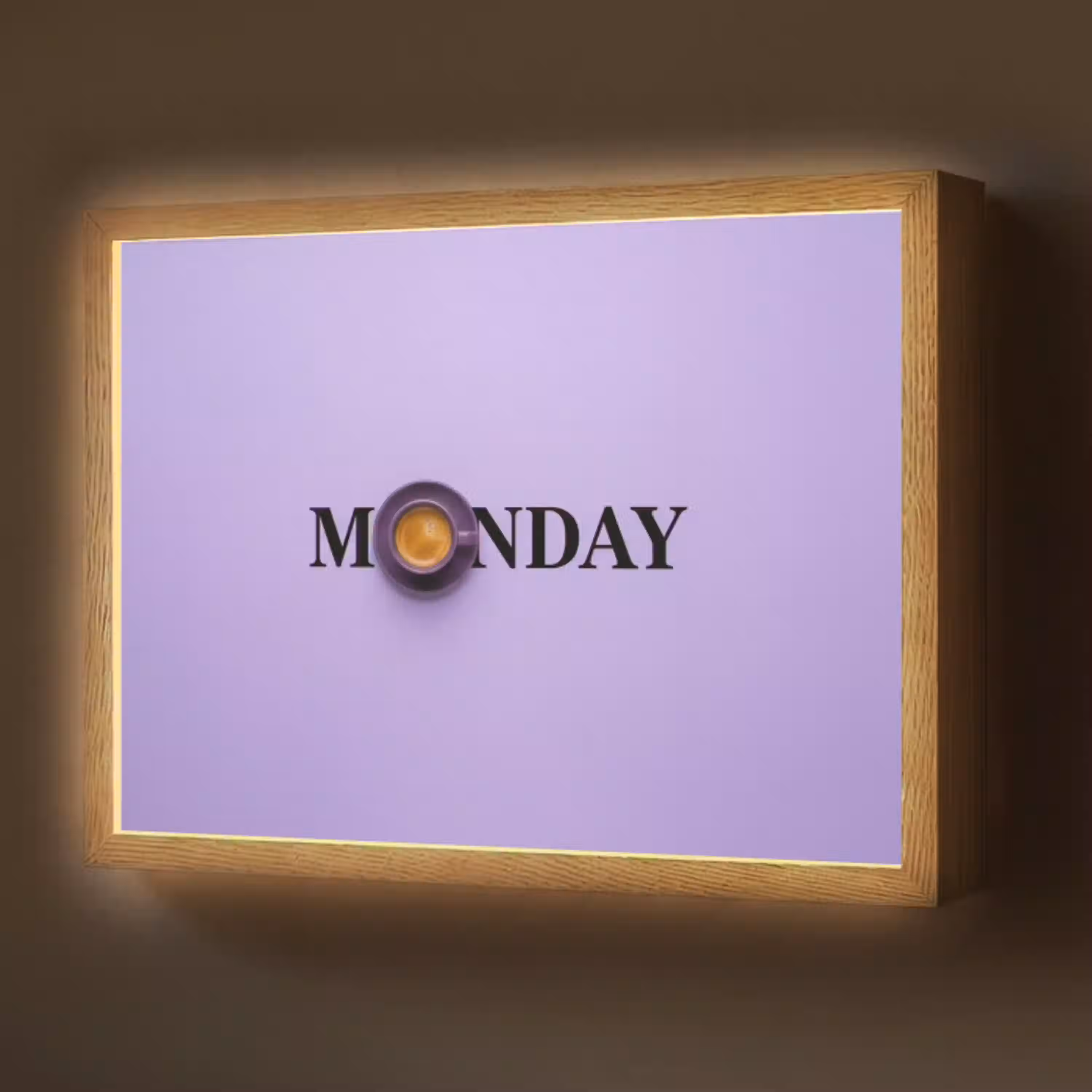 Maandag - Mok - Koffie - Paars Light Box met batterij (Wandlamp) middel -z3d_website