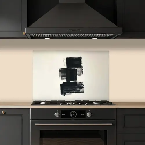 Rechthoeken - Penseelstreken - Abstract - Zwart keuken achterwand spatscherm klein -sfeer1