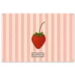 Aardbei - Strepen - Minimalistisch - Rood tuinposter los doek groot -3d