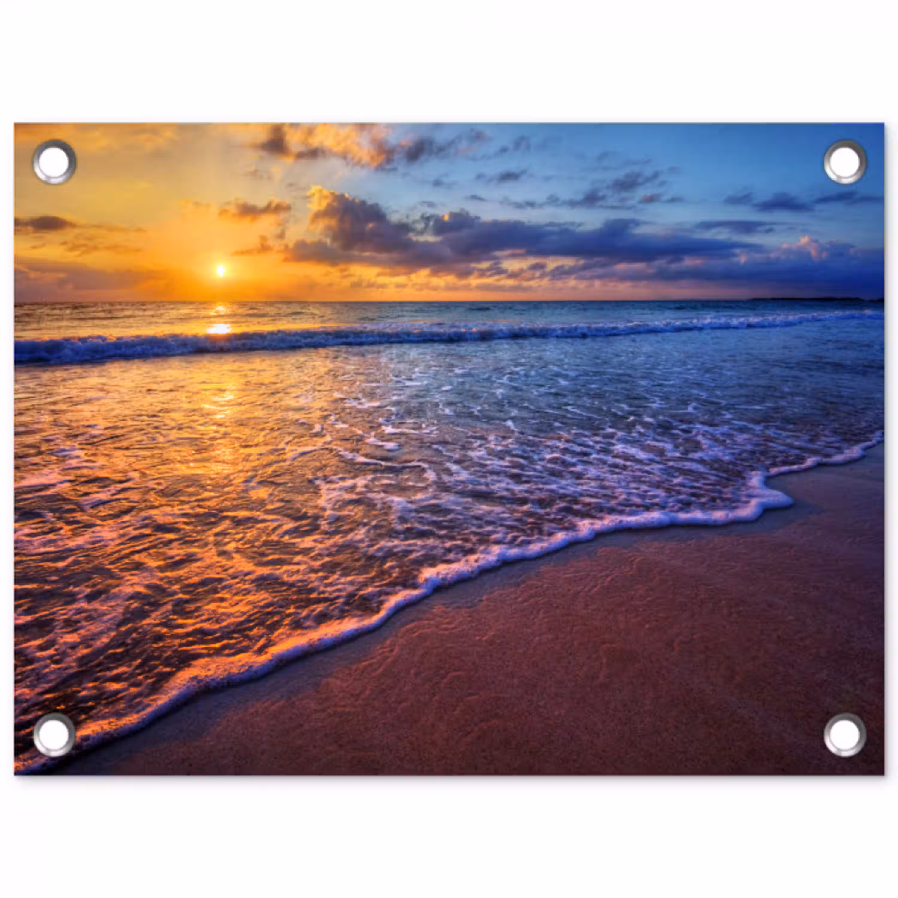 Zee - Strand - Zonsondergang - Wolken - Horizon tuinposter los doek klein -3d