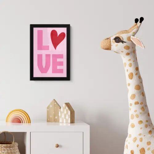 Love - Roze - Hart - Valentijn fotolijst zwart zonder passe partout klein -usfeer4_kinderkamer