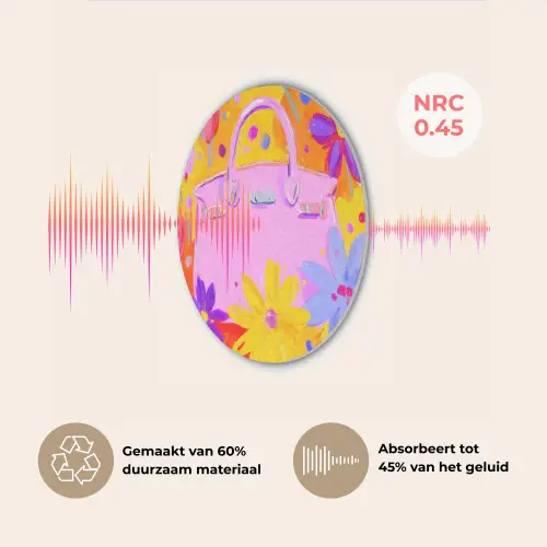 Tas - Roze - Bloemen Akoestische PET Vilt - Rond klein -USP_NL