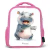 Baby nijlpaard Kinderrugzak - Roze middel -3d