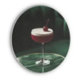 Kers - Cocktail - Rood - Marmer Akoestische PET Vilt - Rond klein -3d