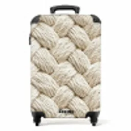 Touw - Gebreid - Beige NBS - Handbagage koffer - Volwassenen Unisex middel -productfoto_recht