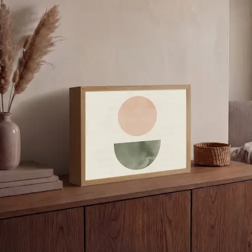 Modern - Roze - Groen - Natuur - Geometrisch - Vormen Light Box met batterij (Wandlamp) middel -sfeer2